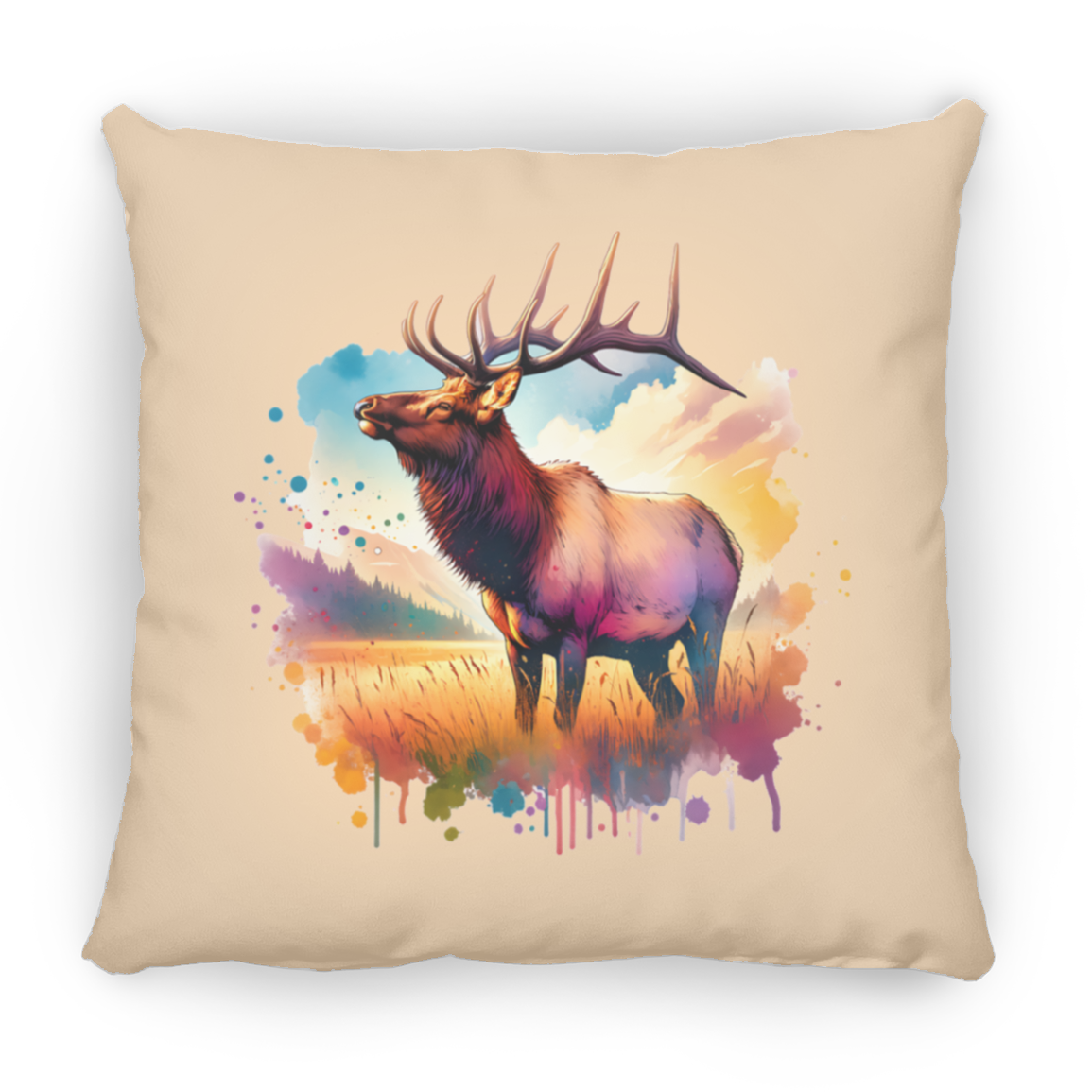 Roosevelt Elk in Field - Throw Pillows