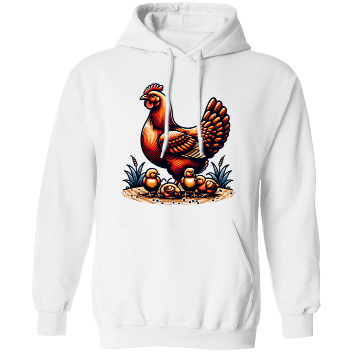 Rhode Island Red with Chicks Block Print - T-shirts, Hoodies and Sweatshirts