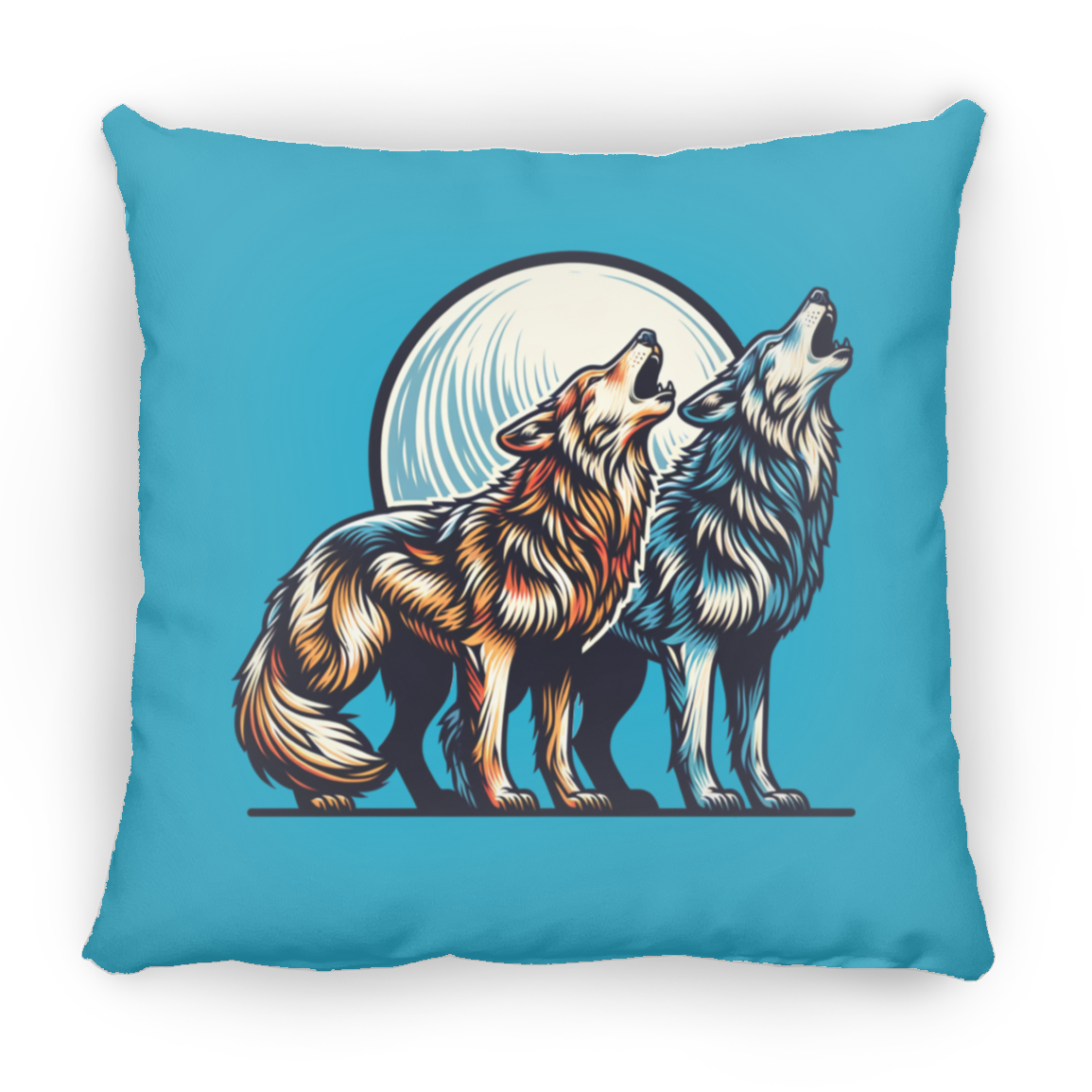 Wolf Pair Howling - Throw Pillows