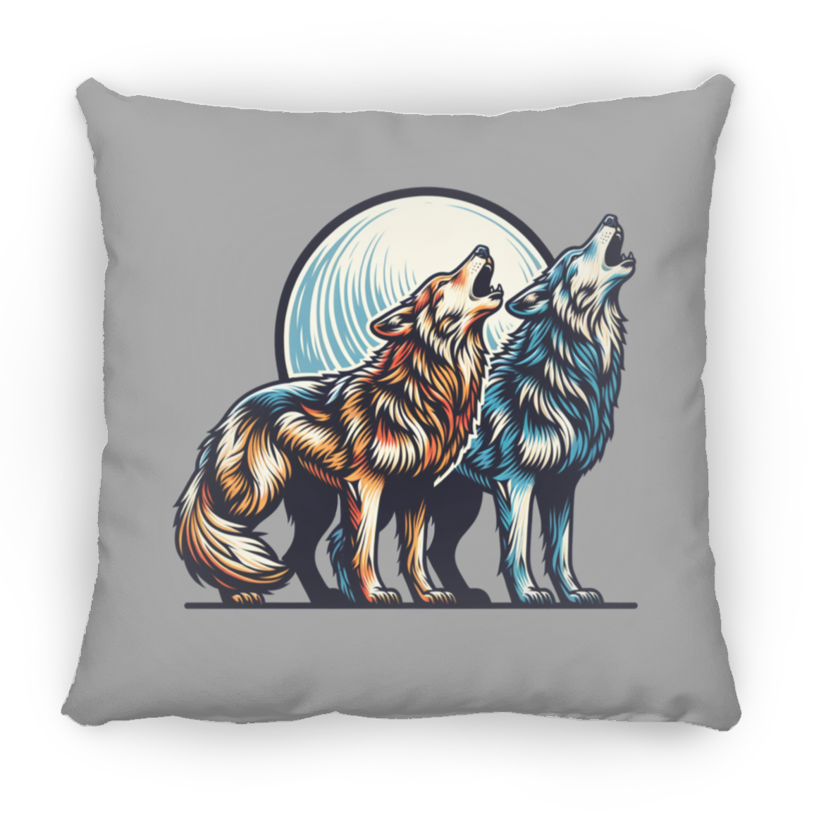 Wolf Pair Howling - Throw Pillows