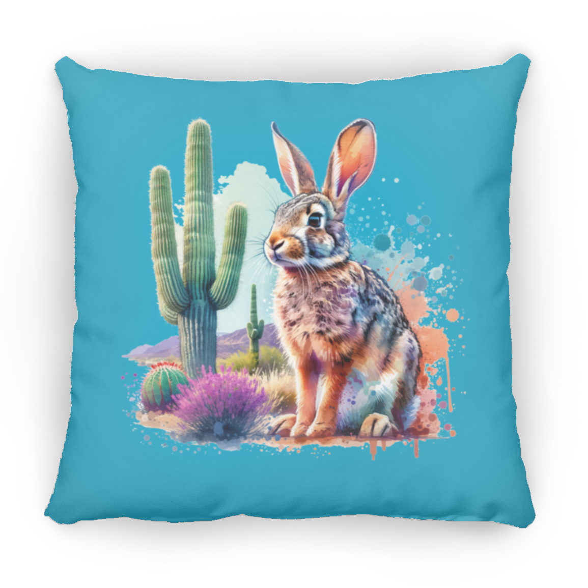 Jackrabbit with Saguaro - Throw Pillows