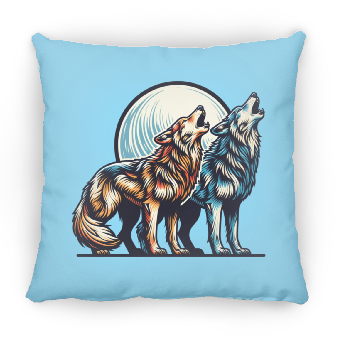 Wolf Pair Howling - Throw Pillows