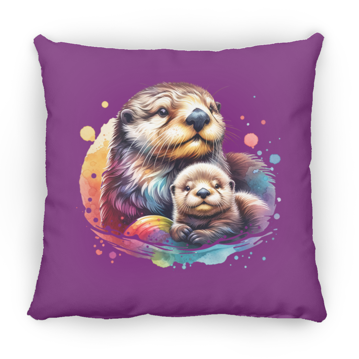 Sea Otter with Baby - Throw Pillows