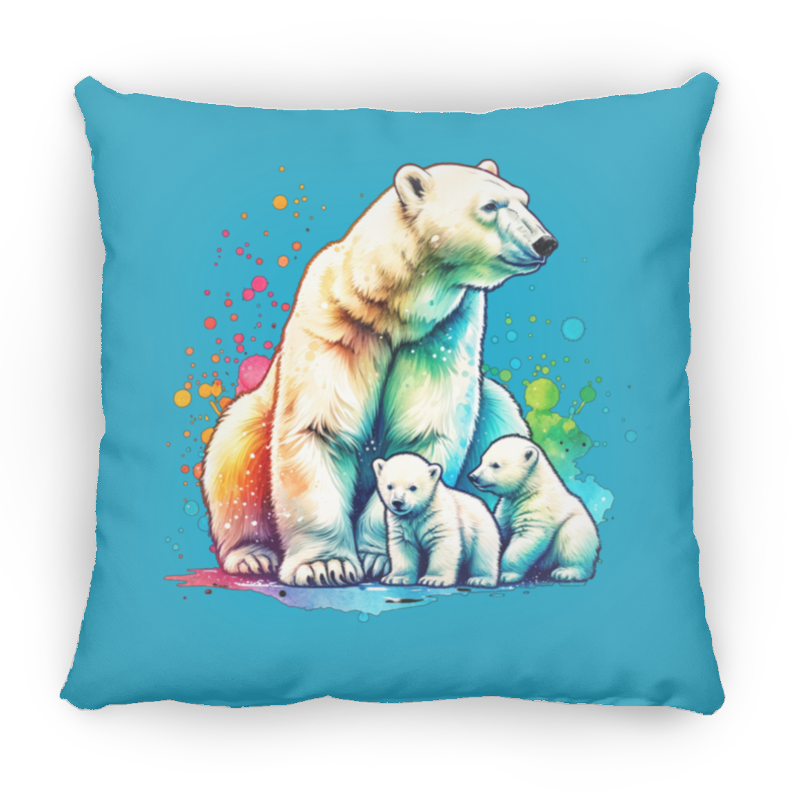 Polar Bear Mom with Cubs - Throw Pillows