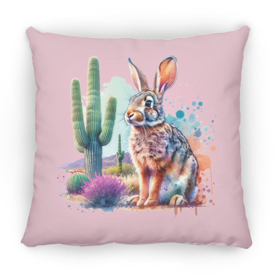 Jackrabbit with Saguaro - Throw Pillows