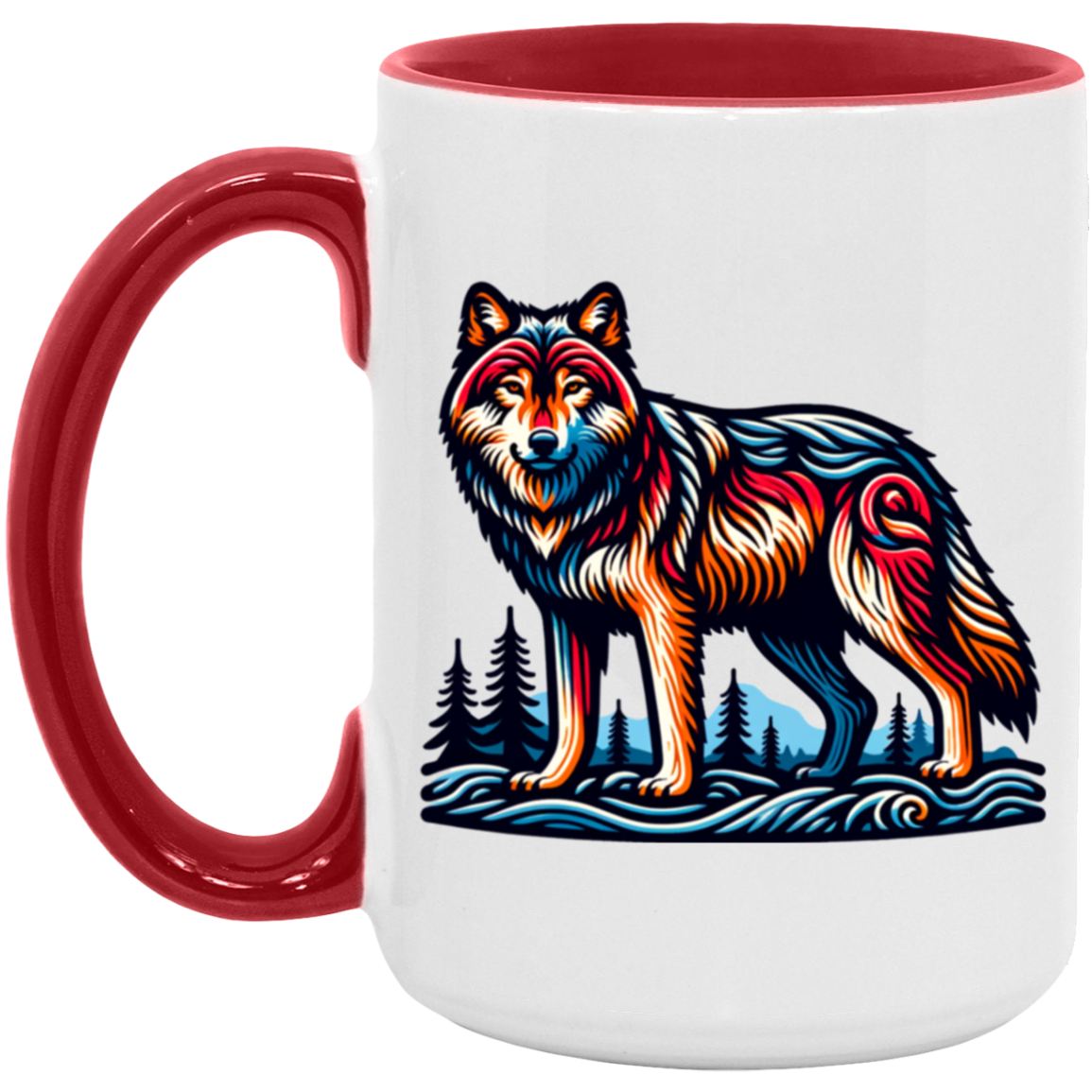 Wolf Block Print Mugs