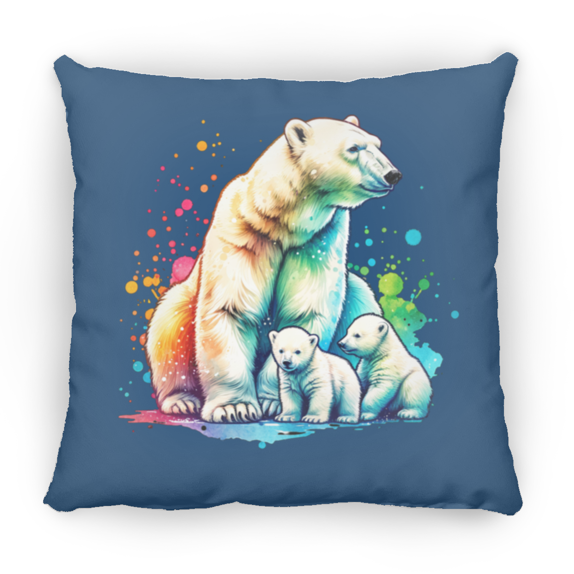 Polar Bear Mom with Cubs - Throw Pillows