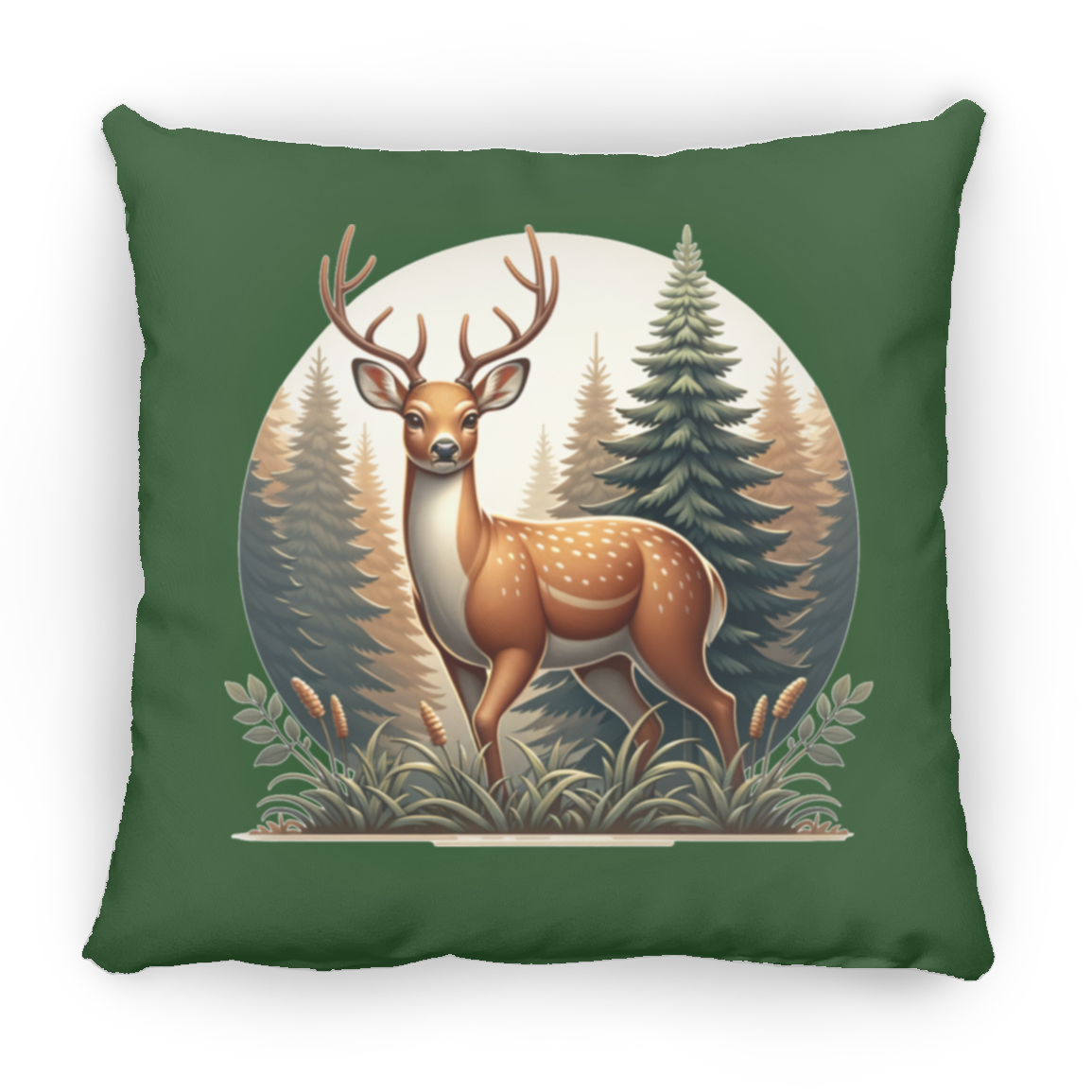 Buck in Forest - Throw Pillows