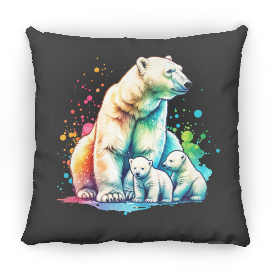 Polar Bear Mom with Cubs - Throw Pillows