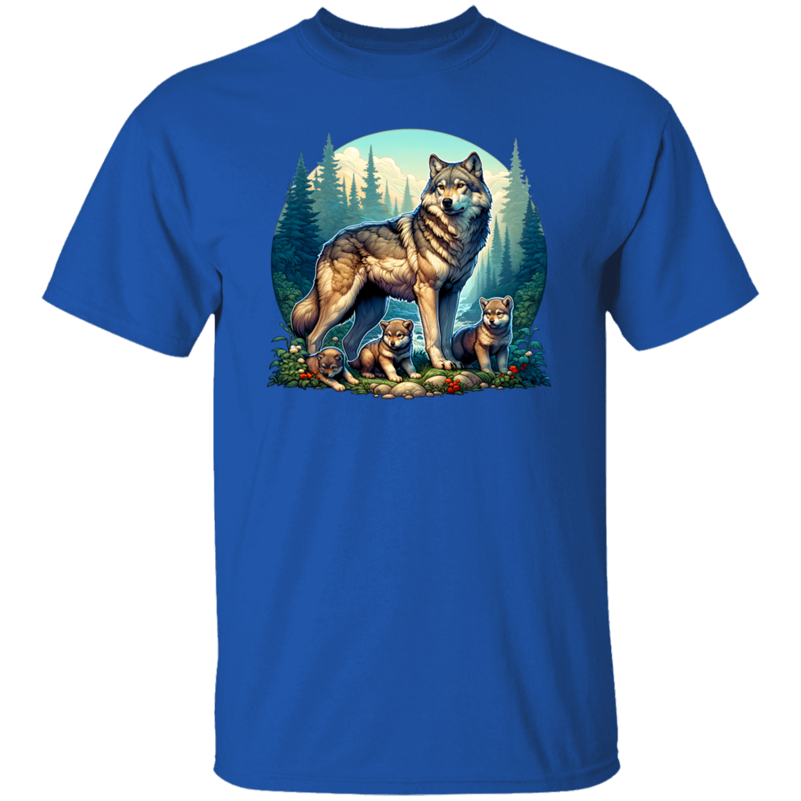 Wolf with 3 Pups t-shirt