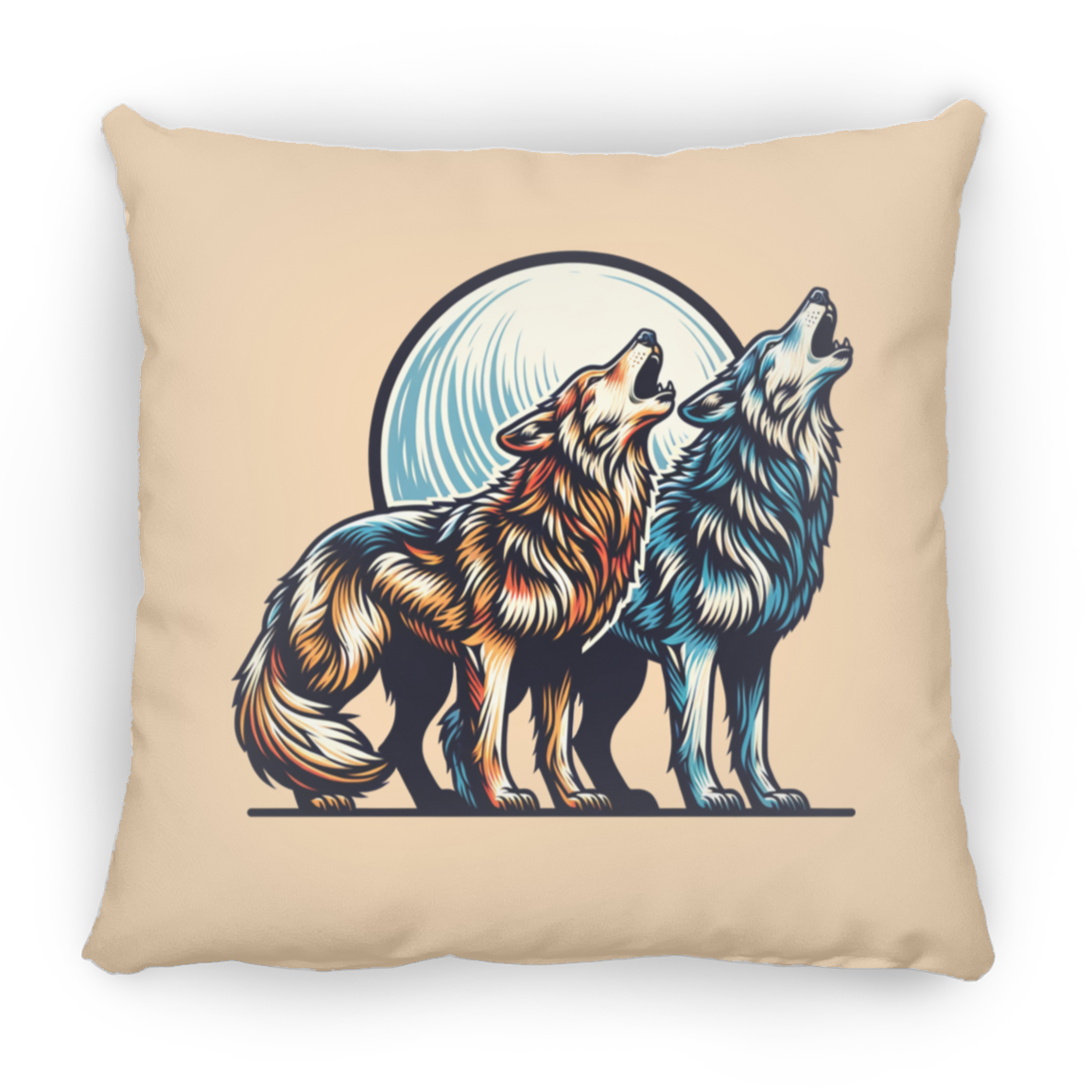 Wolf Pair Howling - Throw Pillows