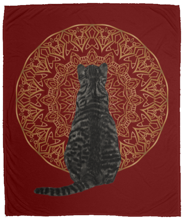 Zen Cat - American Shorthair Dark Grey Fleece Blankets