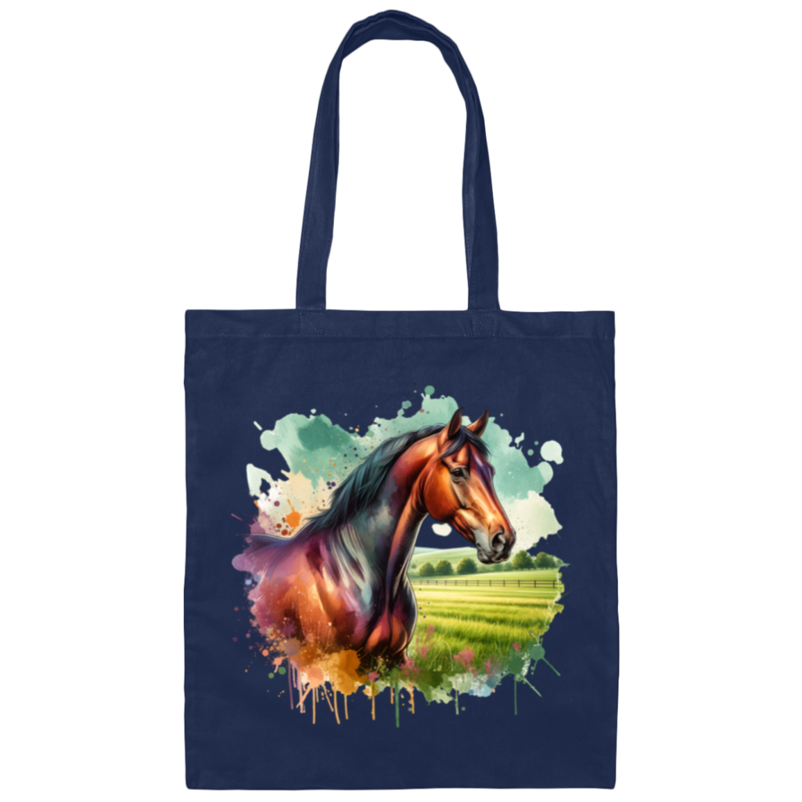 Bay Horse with Field - Canvas Tote Bag