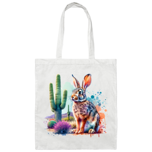 Jackrabbit with Saguaro - Canvas Tote Bag