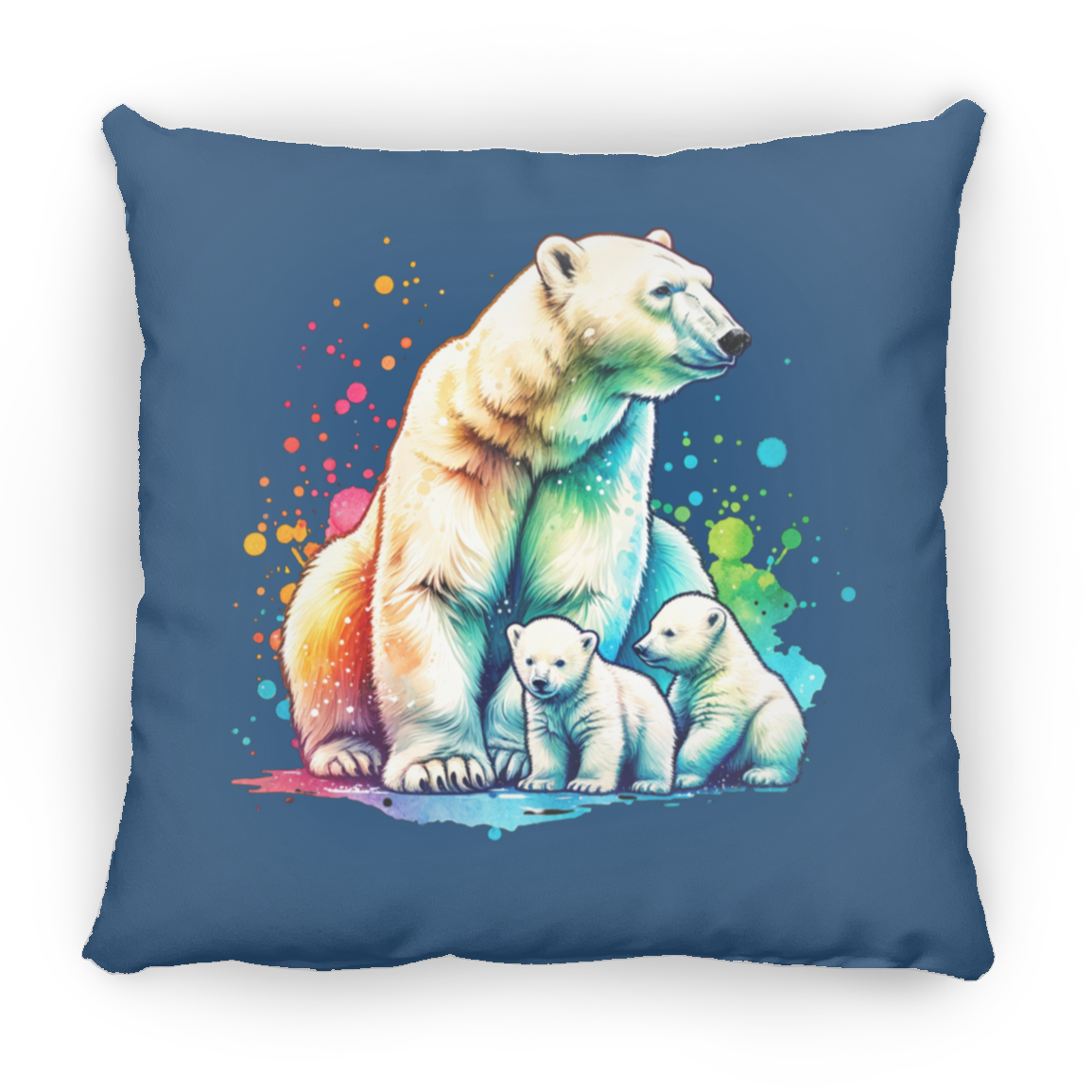 Polar Bear Mom with Cubs - Throw Pillows