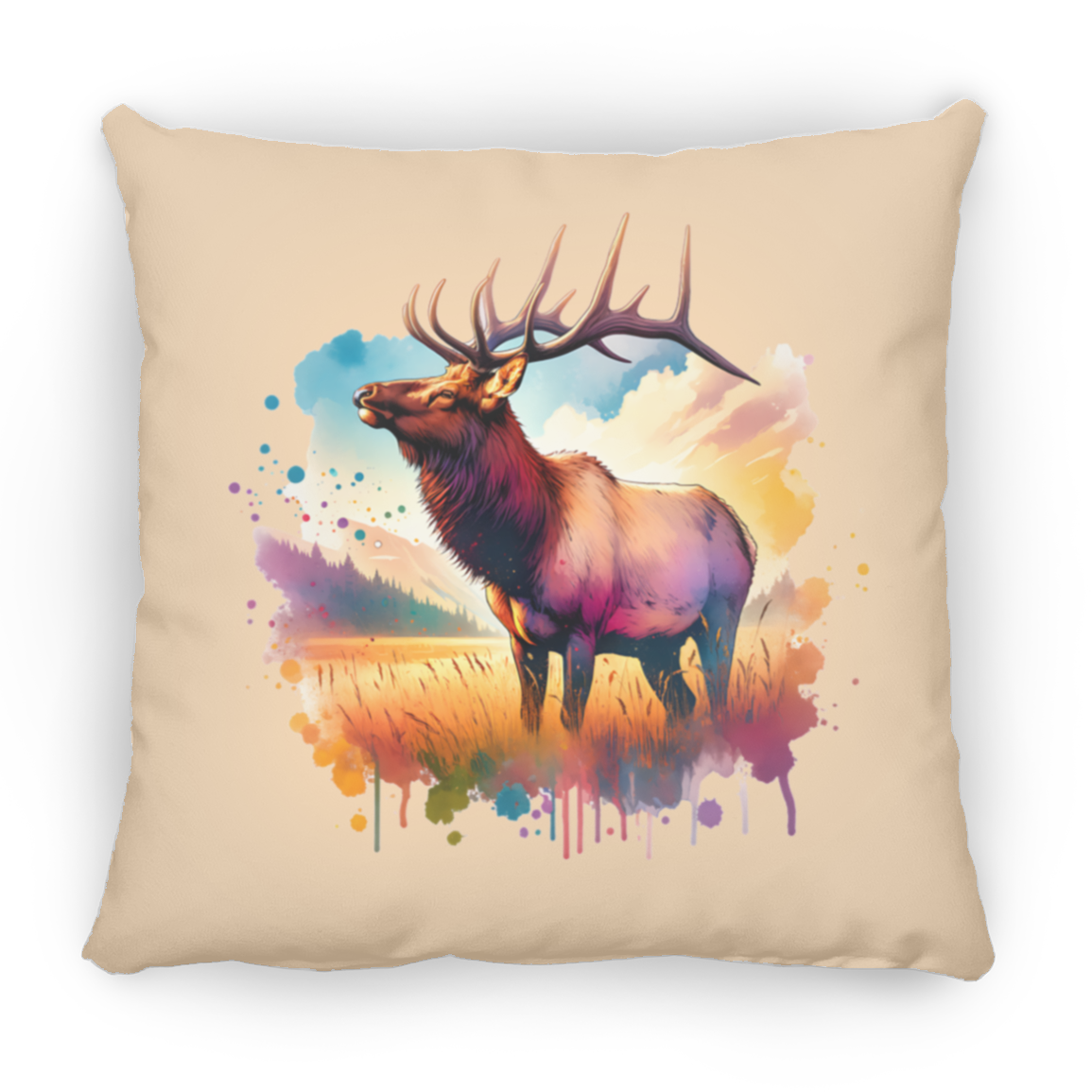 Roosevelt Elk in Field - Throw Pillows