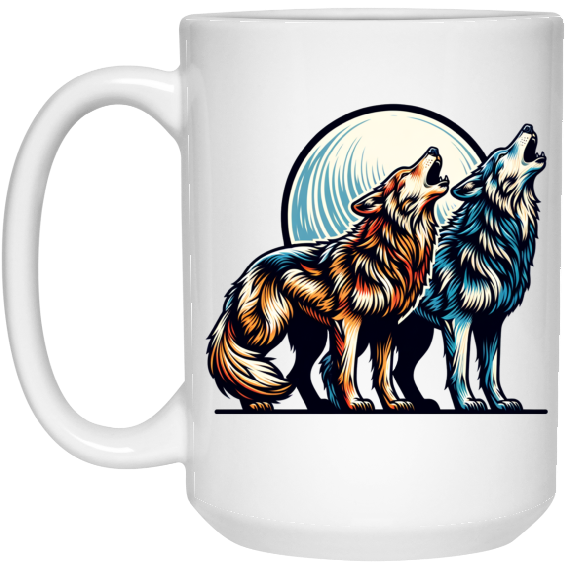 Wolf Pair Howling Mugs