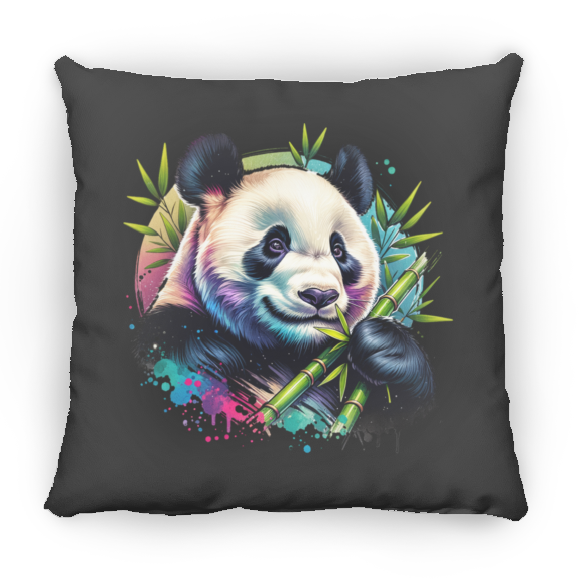 Bamboo Panda in Blue and Purple - Throw Pillows