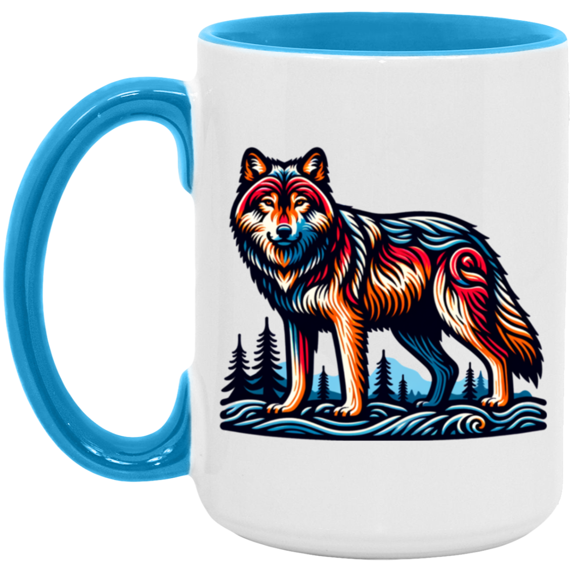 Wolf Block Print Mugs