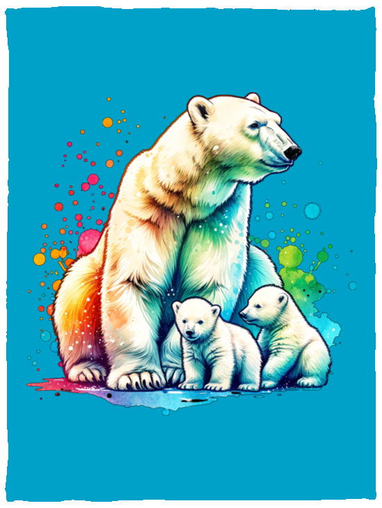 Polar Bear Mom with Cubs Fleece Blankets