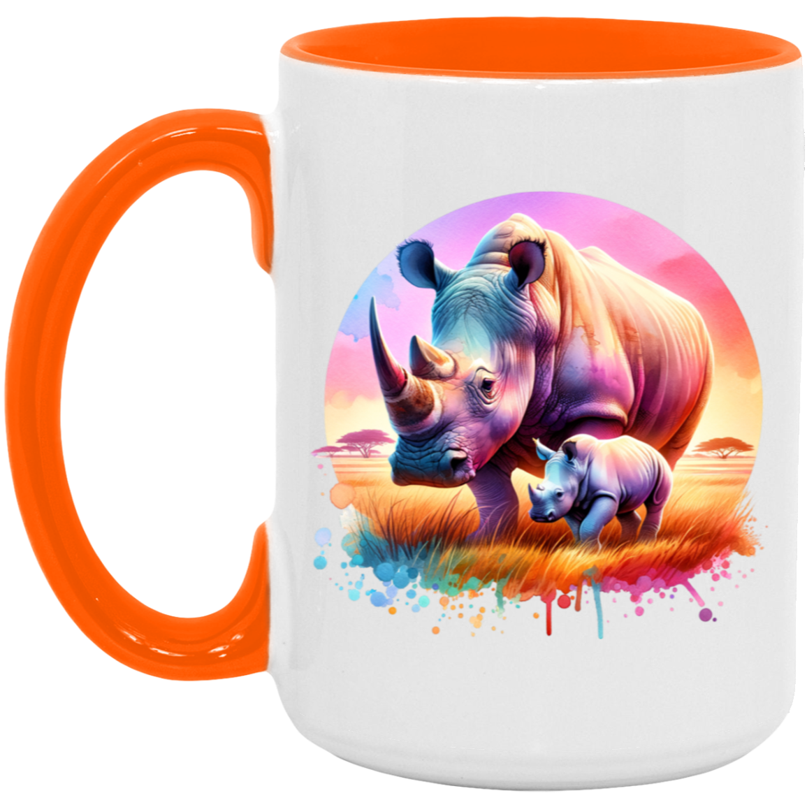 Rhino Mom and Baby Mugs