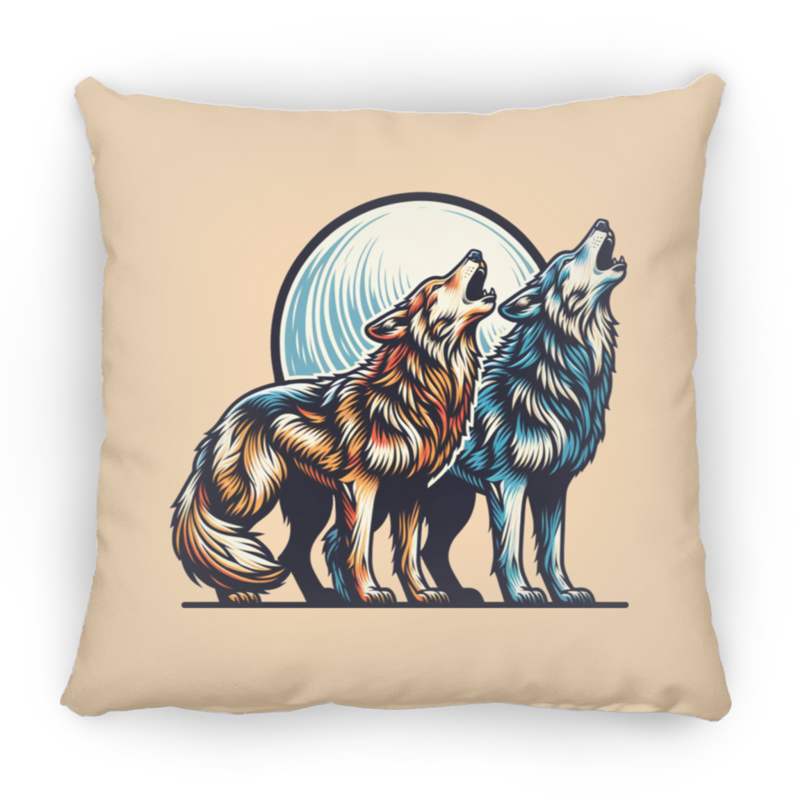 Wolf Pair Howling - Throw Pillows