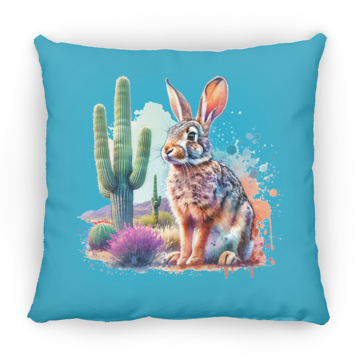 Jackrabbit with Saguaro - Throw Pillows