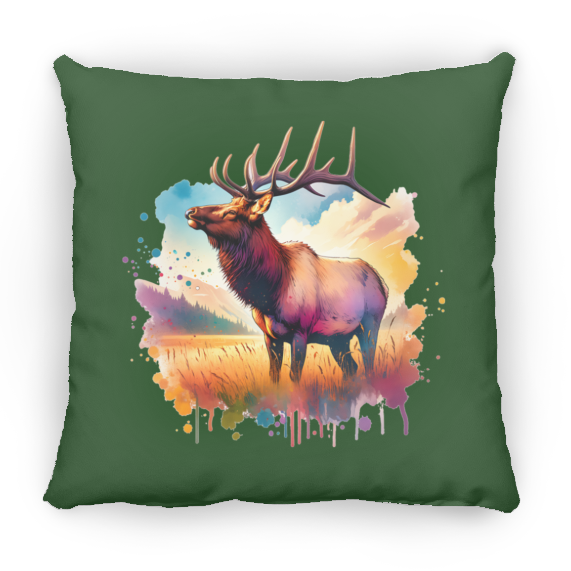 Roosevelt Elk in Field - Throw Pillows