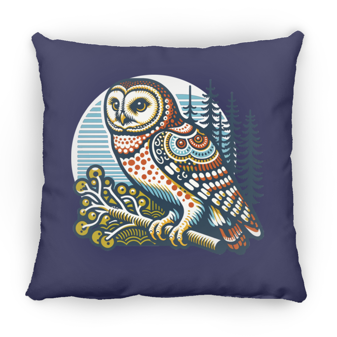 Folk Art Owl - Throw Pillows