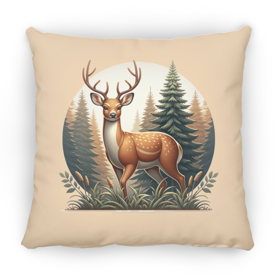 Buck in Forest - Throw Pillows