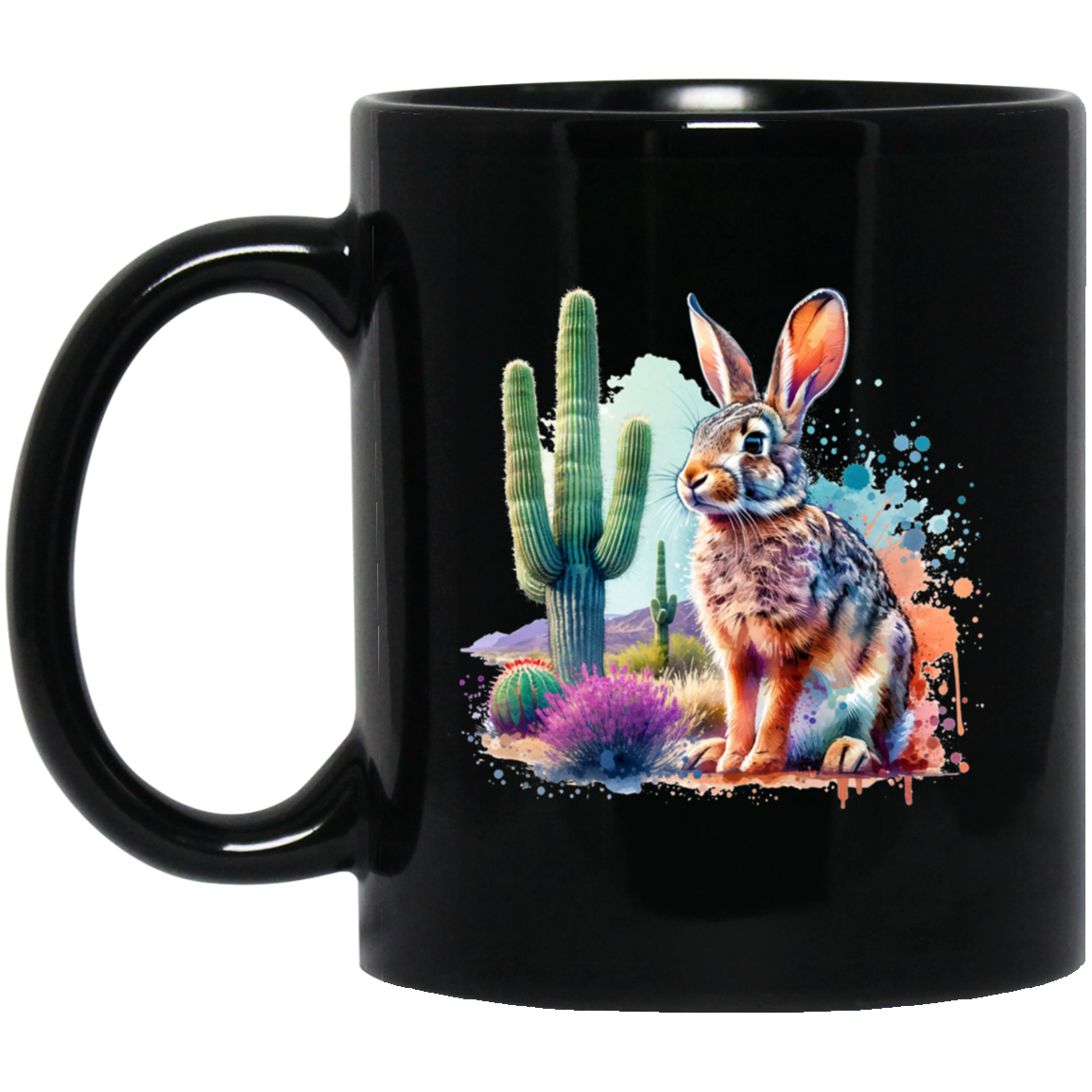 Jackrabbit with Saguaro - Mugs