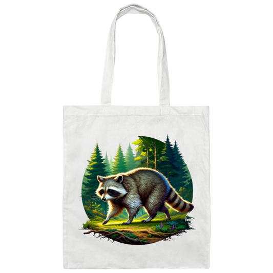 Walking Raccoon Canvas Tote Bag