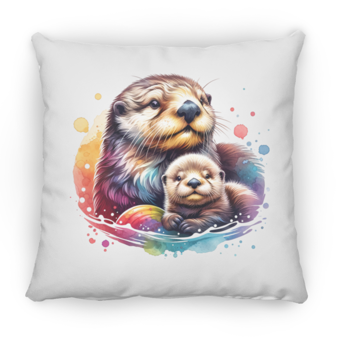 Sea Otter with Baby - Throw Pillows