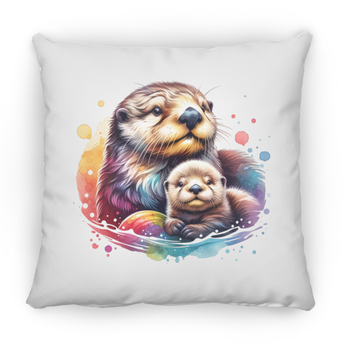 Sea Otter with Baby - Throw Pillows