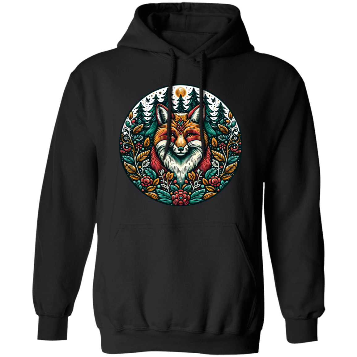 Fox Circle Folk Art - T-shirts, Hoodies and Sweatshirts