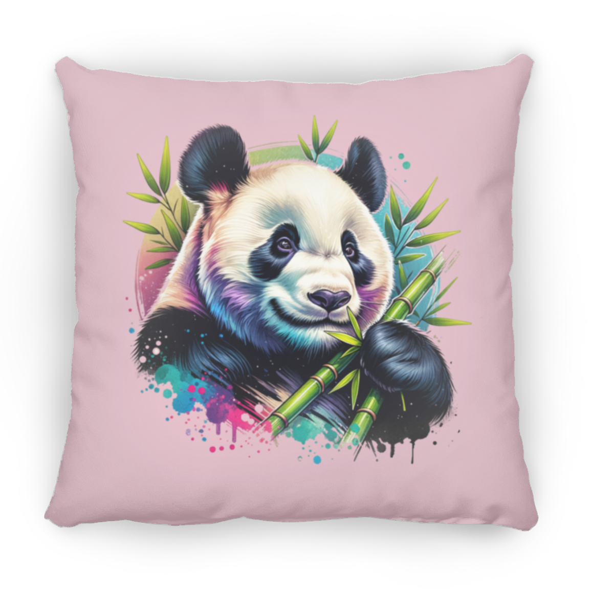 Bamboo Panda in Blue and Purple - Throw Pillows