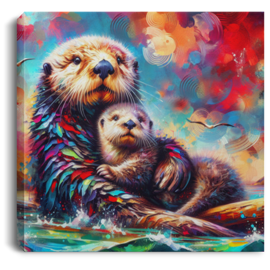 Sea Otter and Pup Canvas Art - Canvas Art Prints