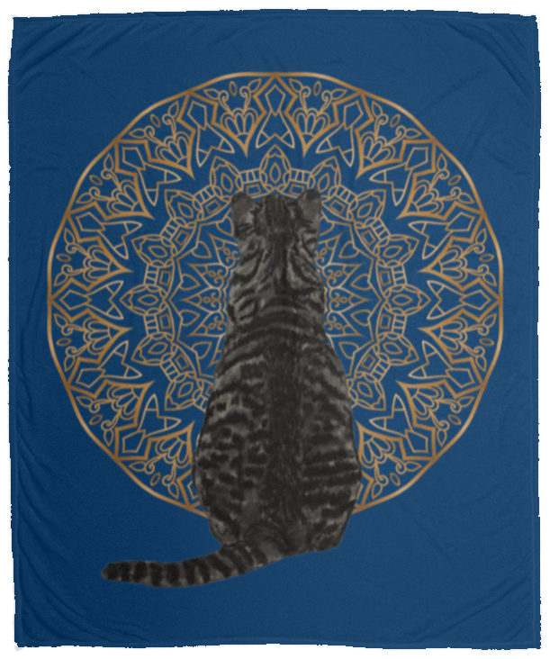 Zen Cat - American Shorthair Dark Grey Fleece Blankets
