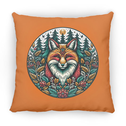 Fox Circle Folk Art - Throw Pillows