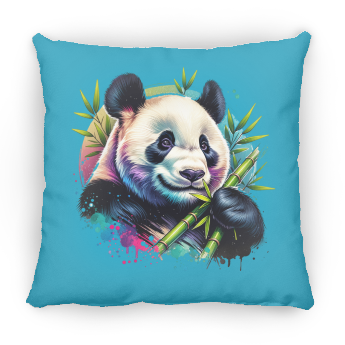 Bamboo Panda in Blue and Purple - Throw Pillows