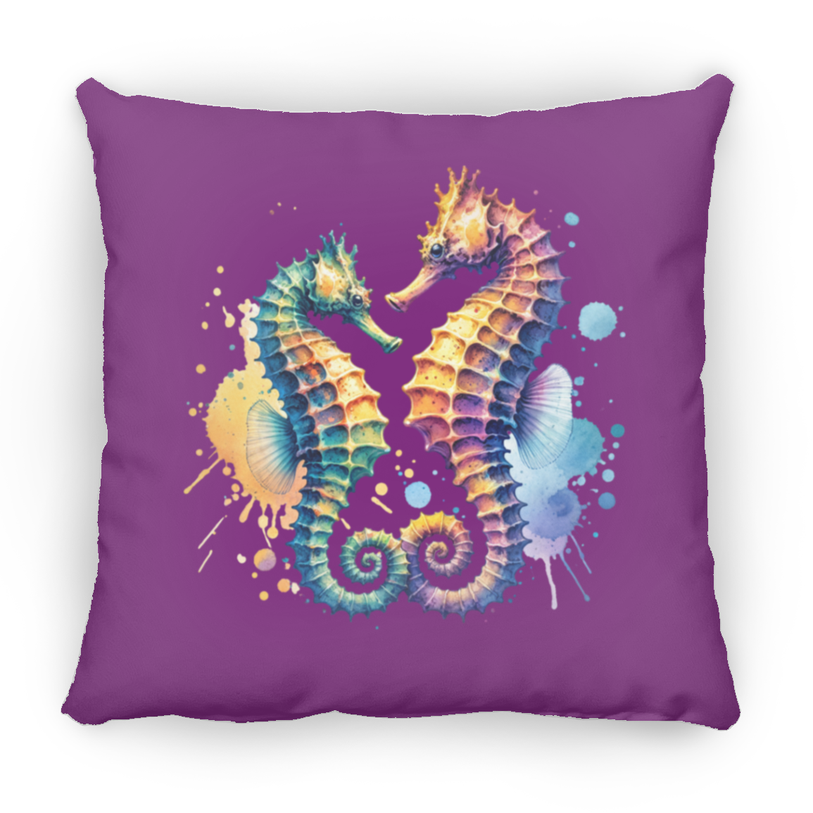 Watercolor Seahorses - Throw Pillows