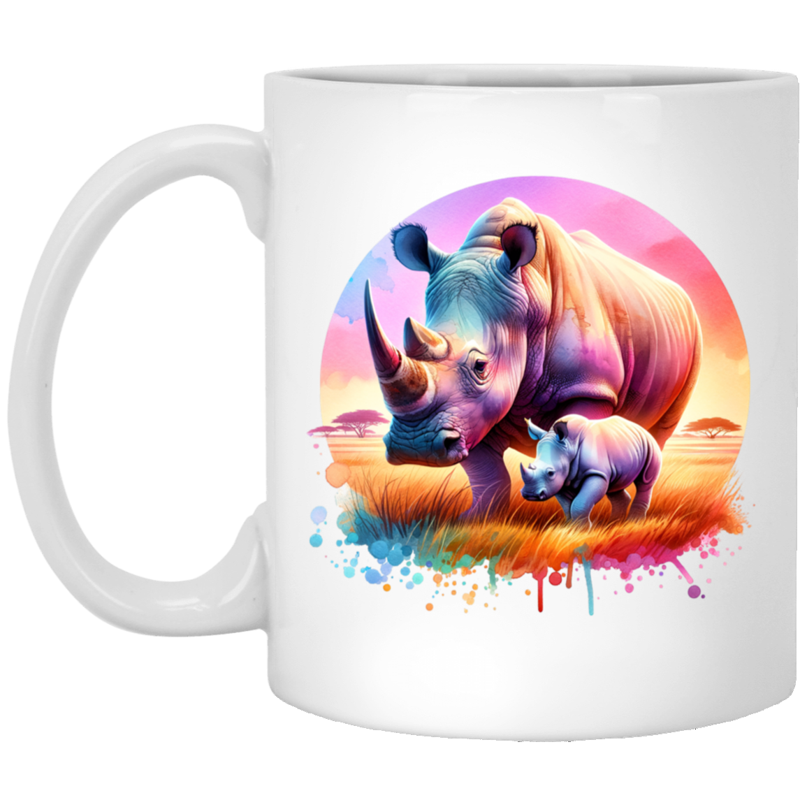 Rhino Mom and Baby Mugs