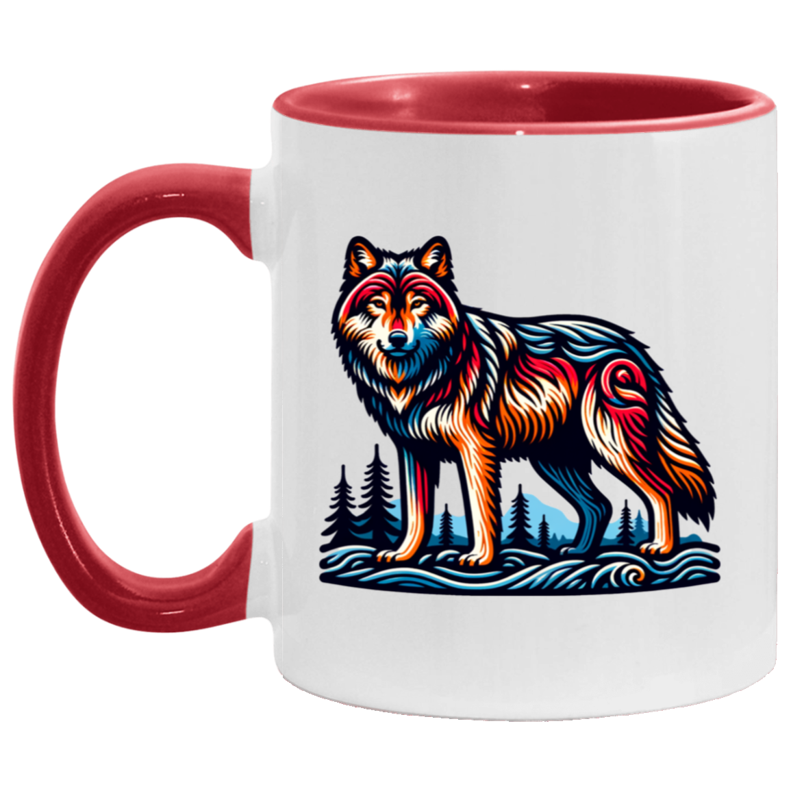 Wolf Block Print Mugs