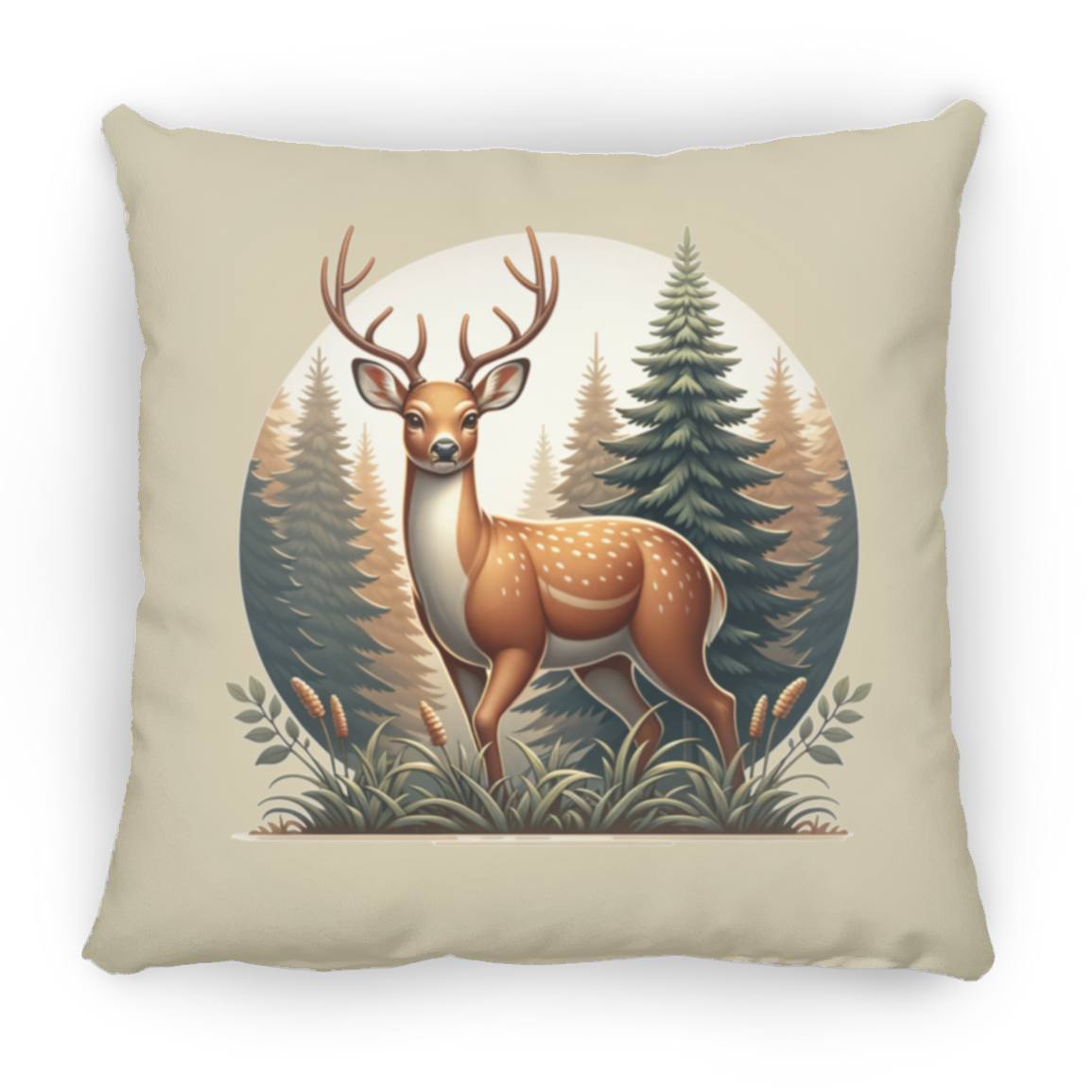 Buck in Forest - Throw Pillows