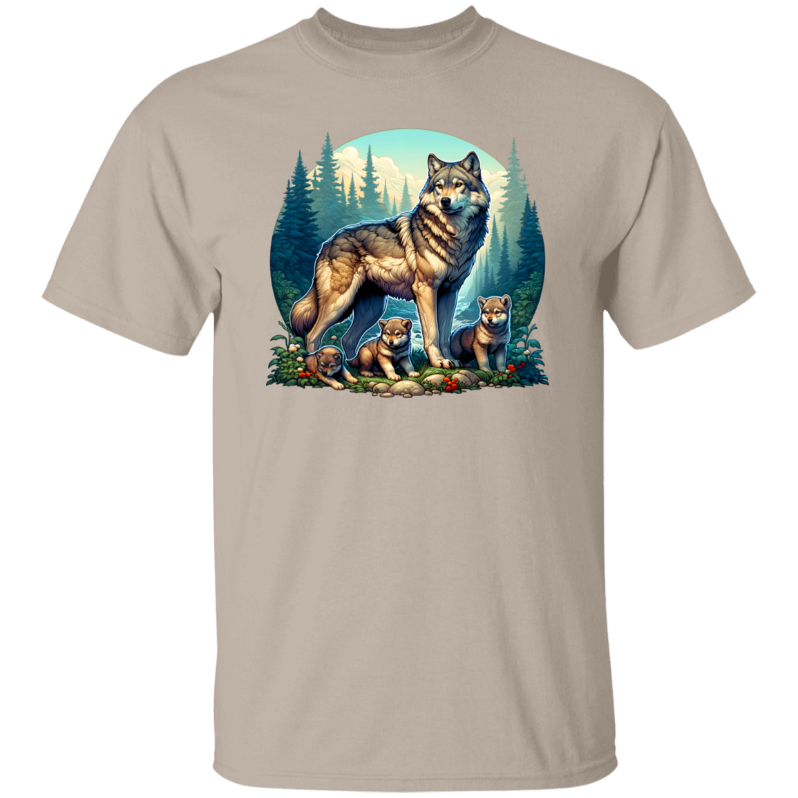 Wolf with 3 Pups t-shirt
