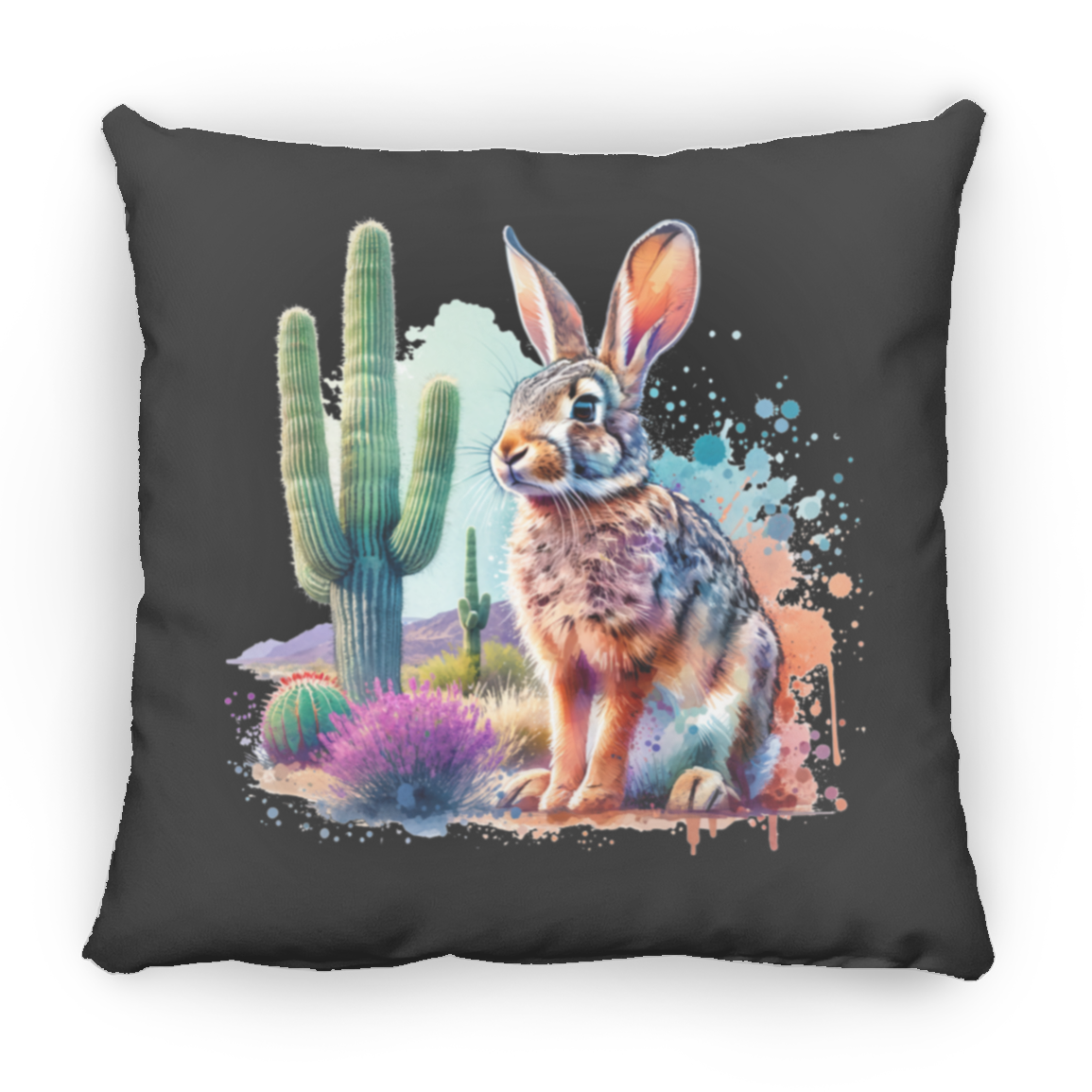 Jackrabbit with Saguaro - Throw Pillows