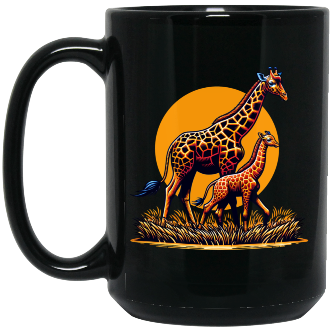 Giraffes with Sun Graphic - Mugs