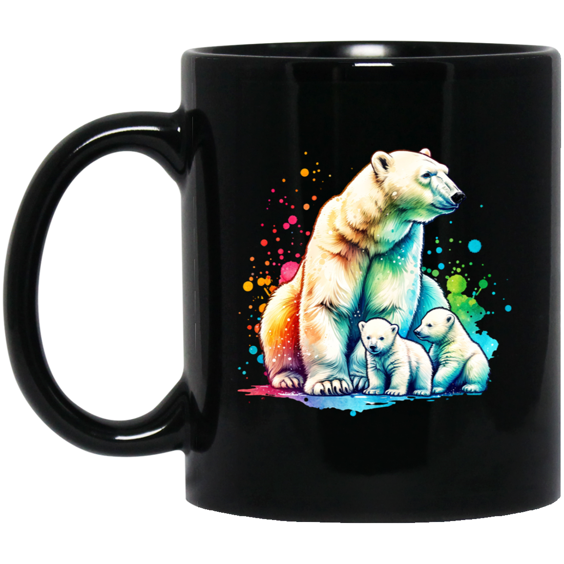 Polar Bear Mom with Cubs Mugs