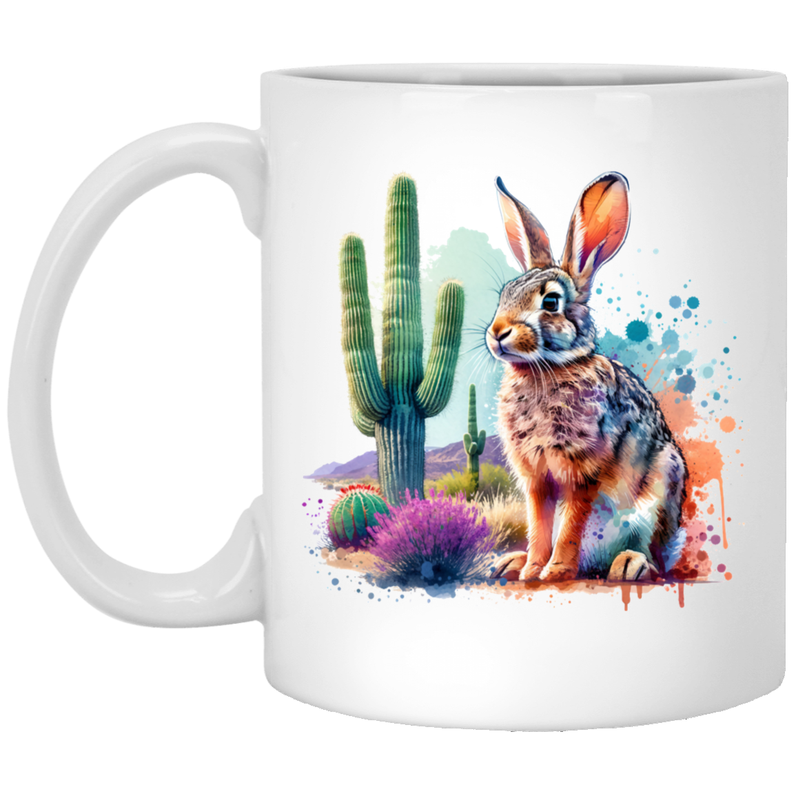 Jackrabbit with Saguaro - Mugs