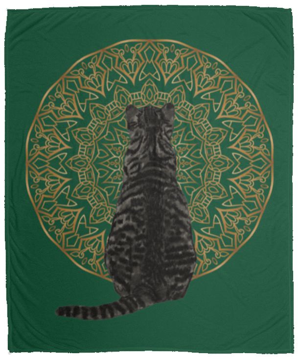 Zen Cat - American Shorthair Dark Grey Fleece Blankets